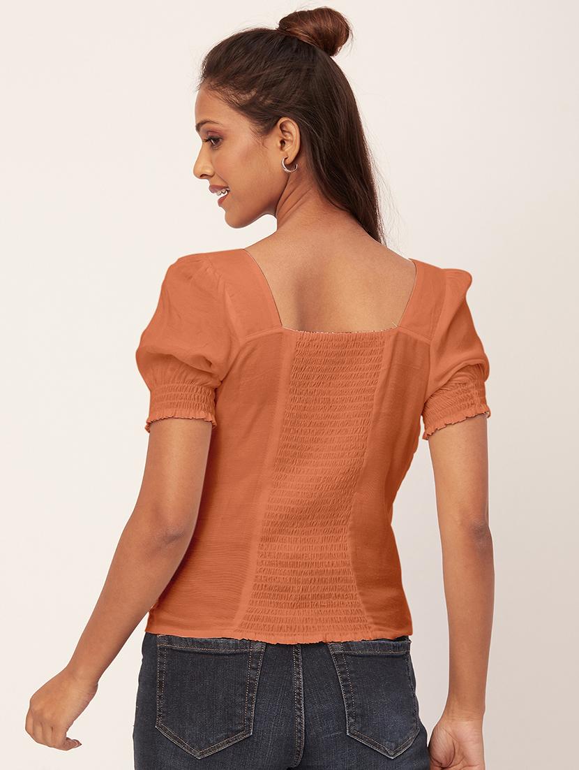 women solid orange regular top - 20409591 - Standard Image - 2