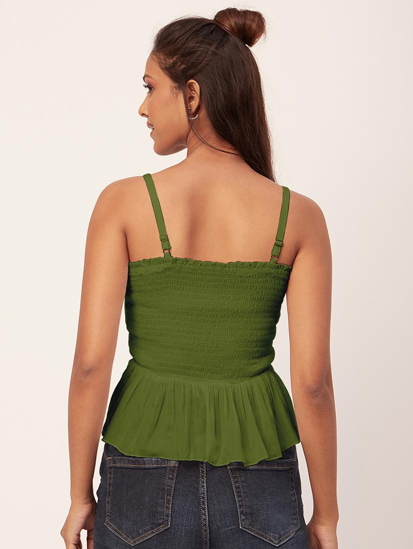 women green rayon peplum top - 20409592 - Standard Image - 2