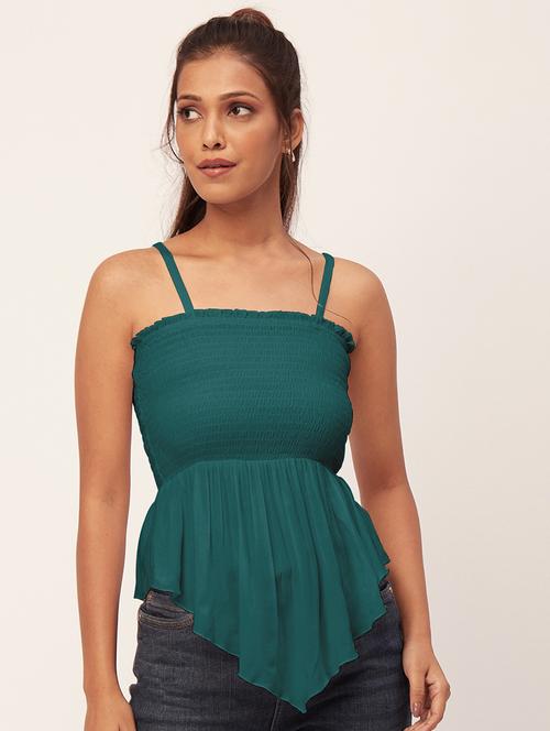 women light green rayon peplum top - 20409597 - Standard Image - 0