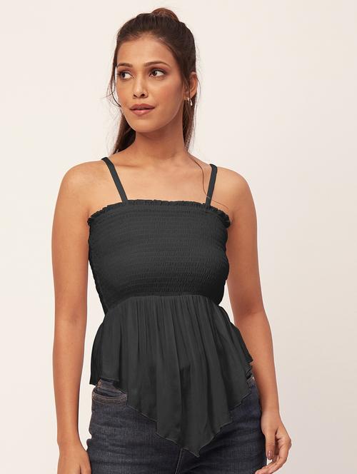 women black rayon peplum top - 20409598 - Standard Image - 0