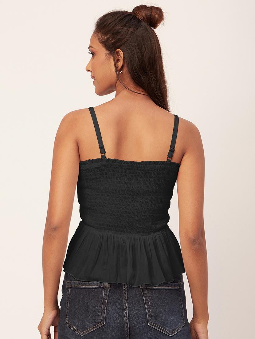 women black rayon peplum top - 20409598 - Standard Image - 2