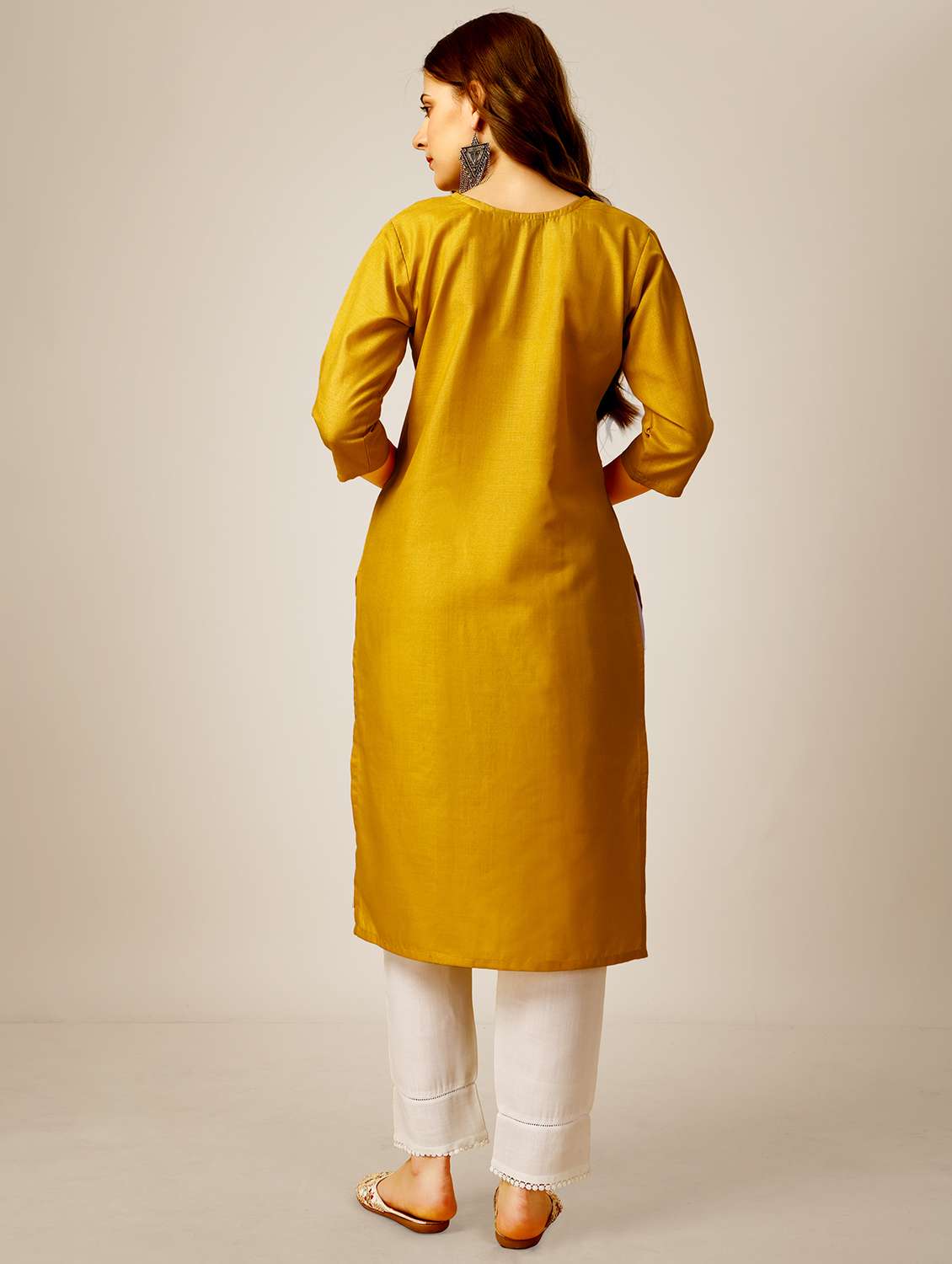 women three quarter sleeve kurta pant set - 20410222 - Standard Image - 2