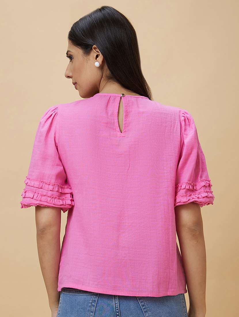 pink solid regular top - 20410268 -  Standard Image - 2