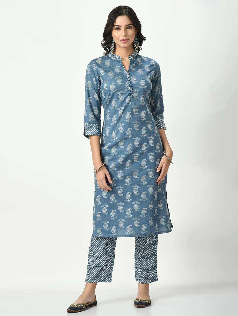 blue printed suit set - 20410459 -  Standard Image - 2