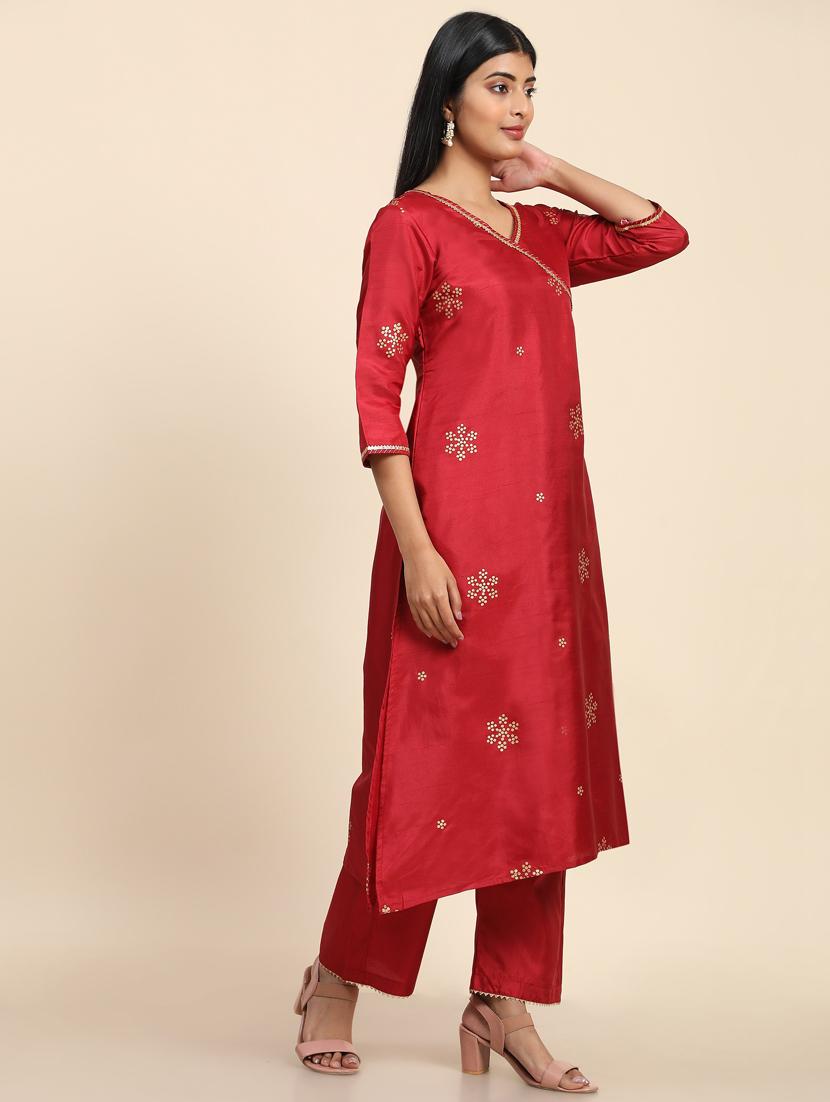 foil print kurta palazzo set - 20410966 - Standard Image - 2