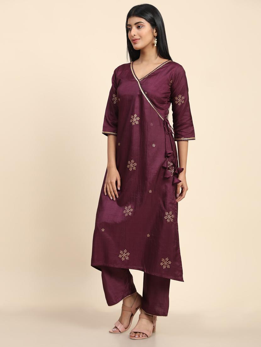 foil print kurta palazzo set - 20410967 - Standard Image - 2