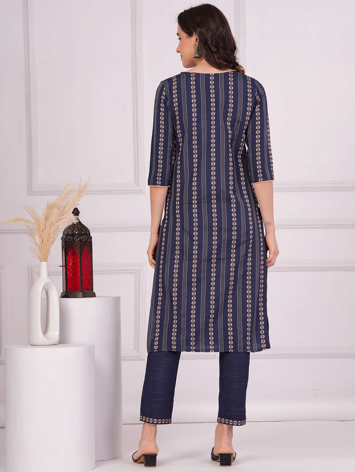 navy blue kurta pant set - 20411688 -  Standard Image - 2