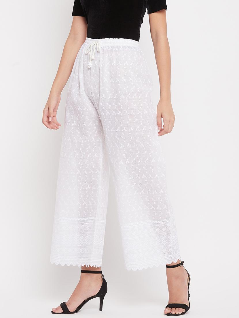 white self design palazzo - 20412832 - Standard Image - 2