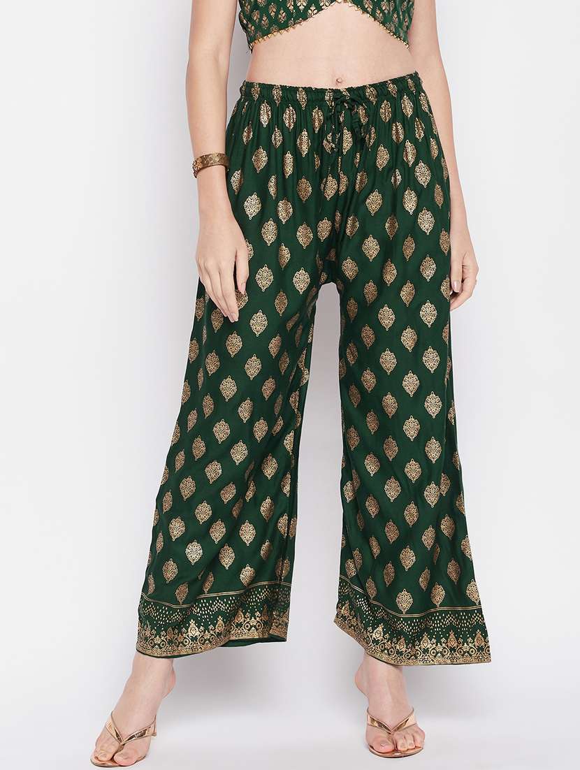 Green Foil Print Palazzo