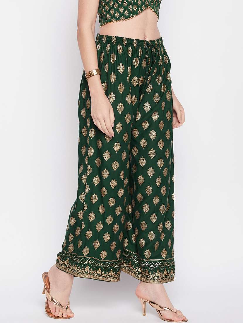 Green Foil Print Palazzo