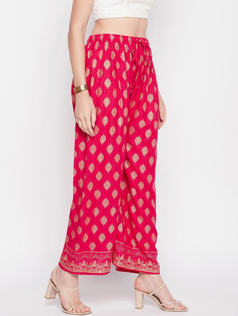 pink foil print palazzo - 20412845 - Standard Image - 2