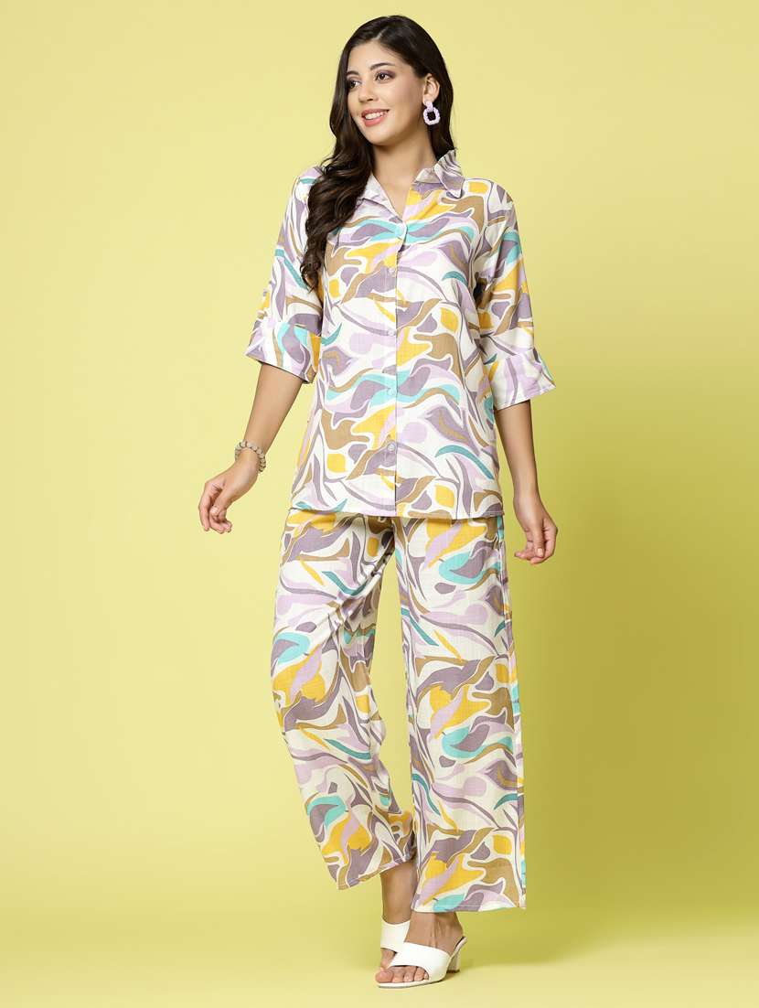 multi color abstract print shirt and trouser set  - 20412866 -  Standard Image - 2