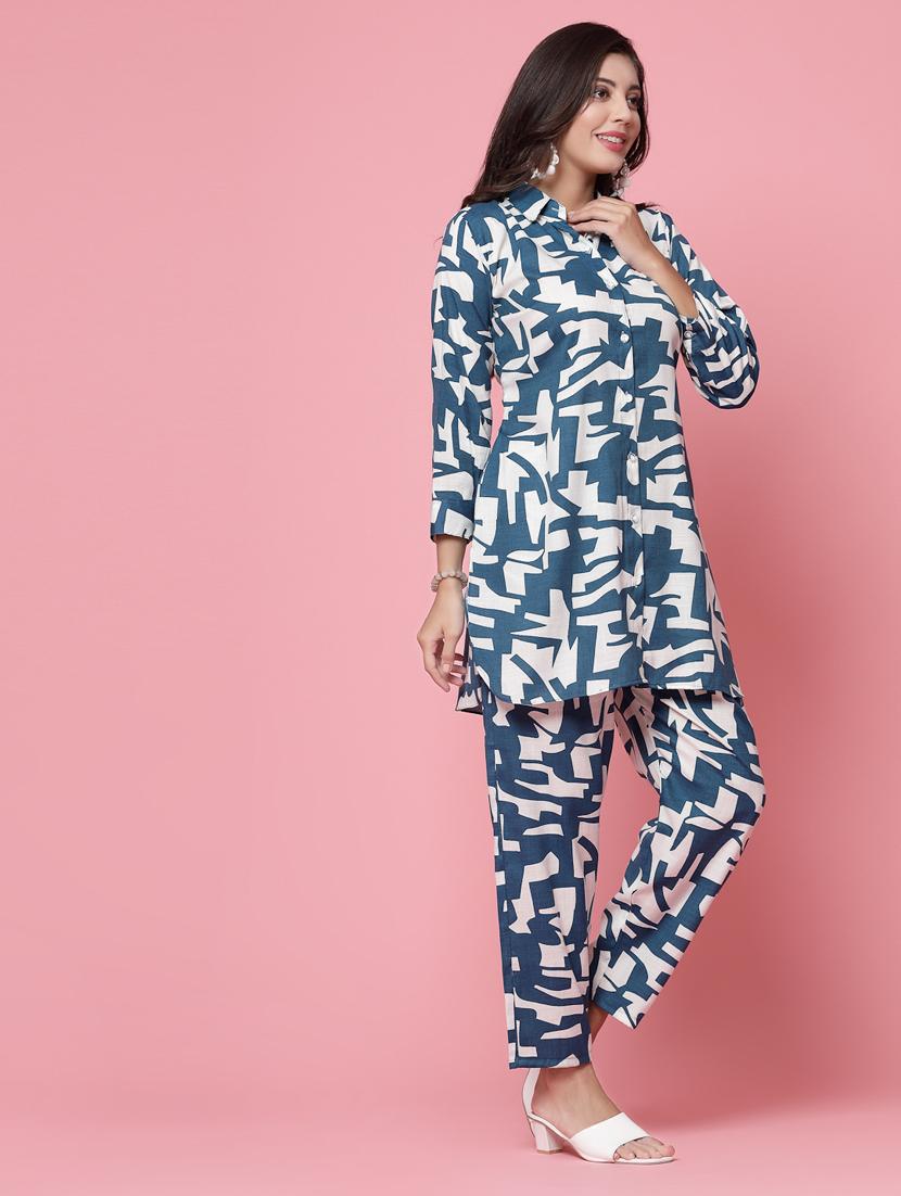 multi color abstract print shirt and trouser set - 20412869 - Standard Image - 2