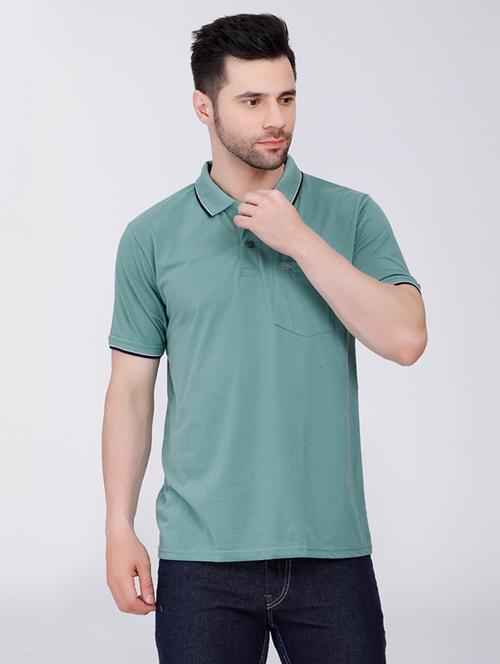 men plain short sleeve polo t-shirt - 20412963 - Standard Image - 0