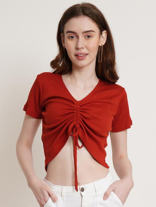 red solid crop top - 20413713 - Standard Image - 0