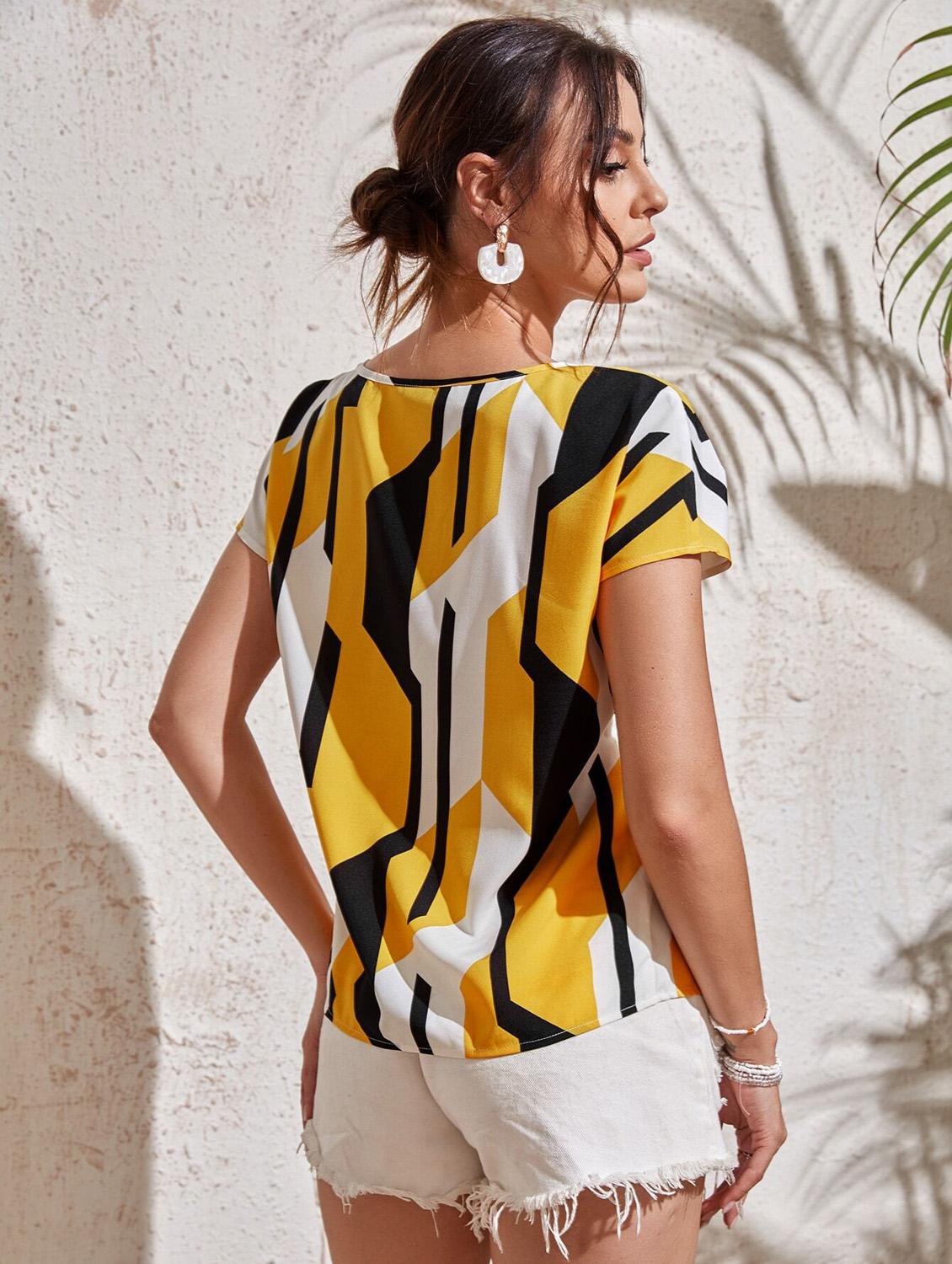 multi colored geometric print regular top - 20413945 - Standard Image - 2