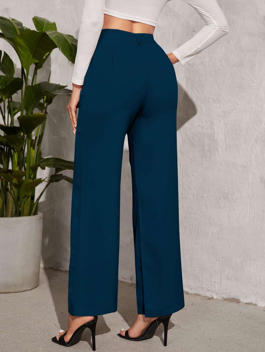 teal solid regular fit flat front trouser - 20414035 - Standard Image - 2