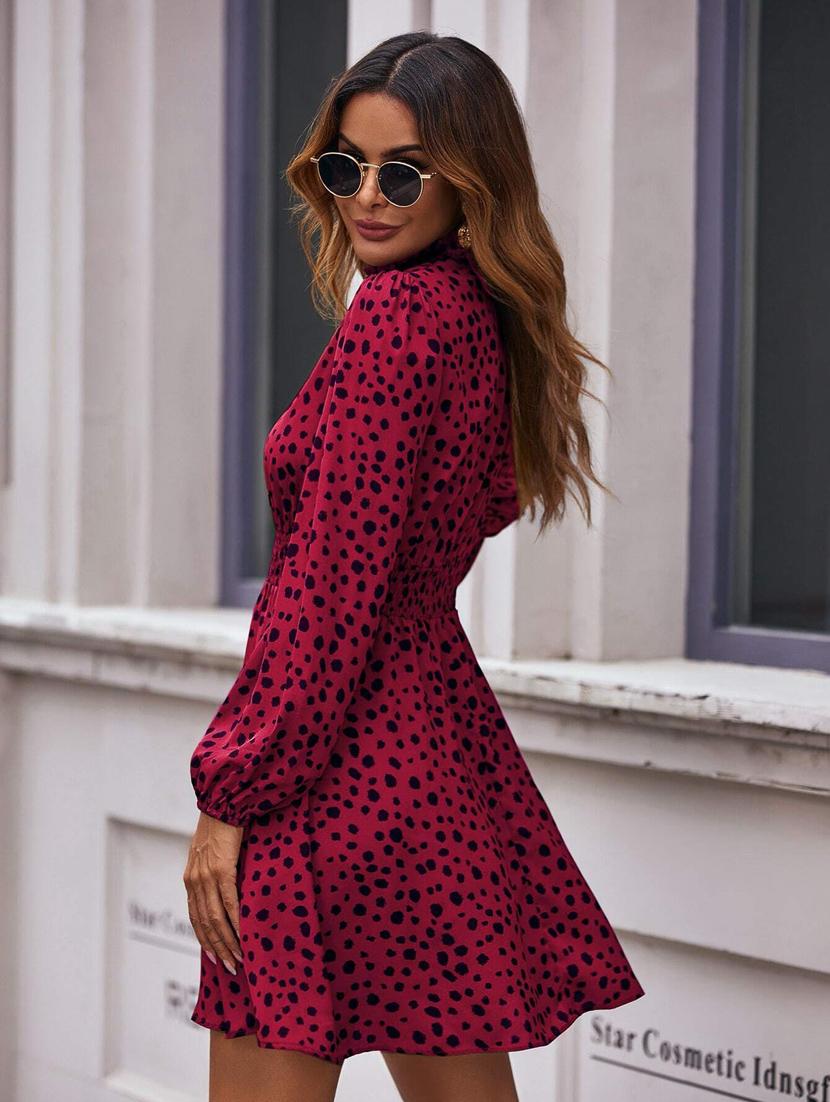 red polka dots fit & flare dress - 20414282 - Standard Image - 2