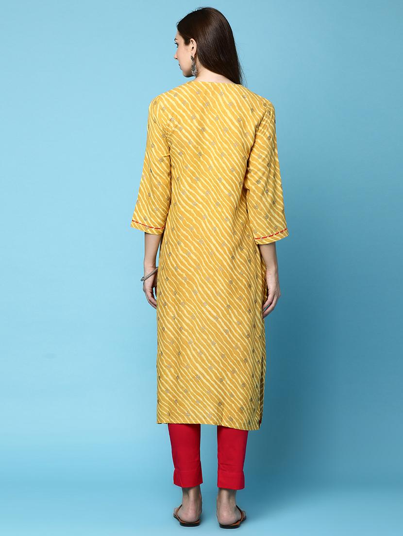 women three quarter sleeve straight kurta - 20414621 - Standard Image - 2