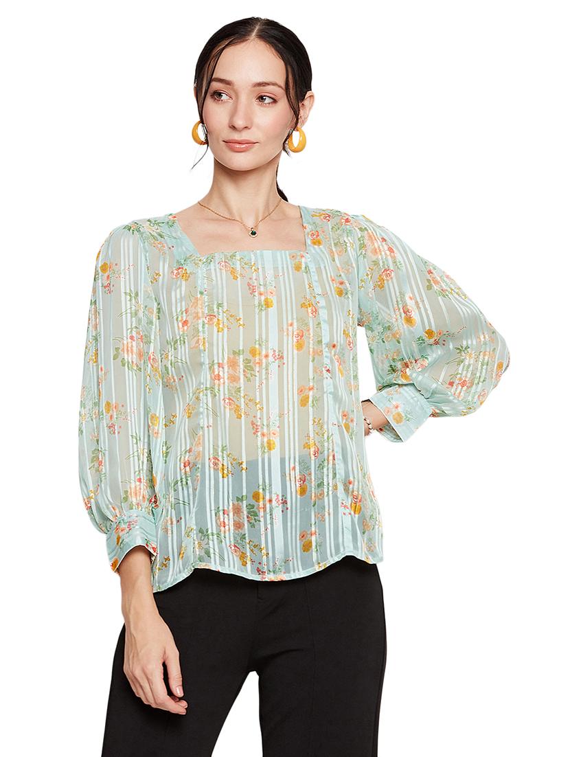 printed regular satin top - 20416044 - Zoom Image - 0