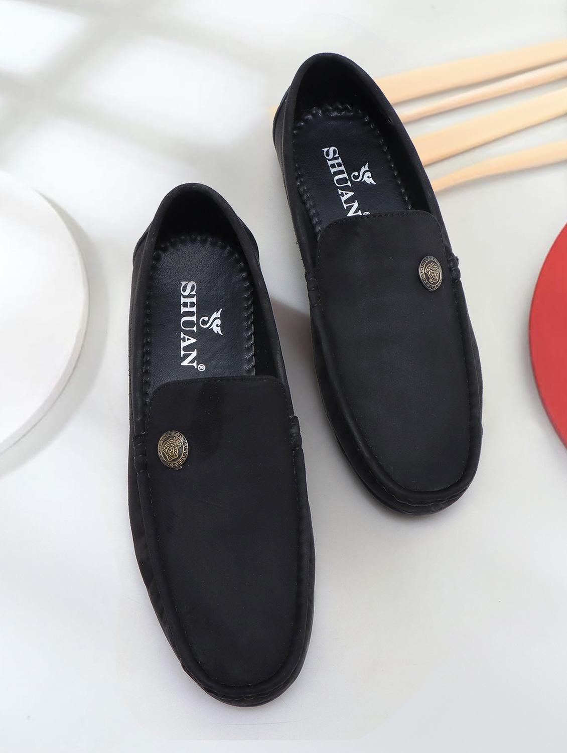 men solid black suede slip on loafer - 20416050 -  Zoom Image - 0