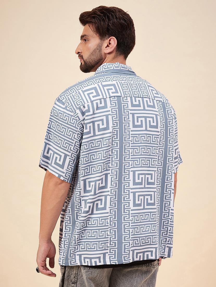 men grey printed rayon relaxed fit casual shirt - 20416313 - Standard Image - 2