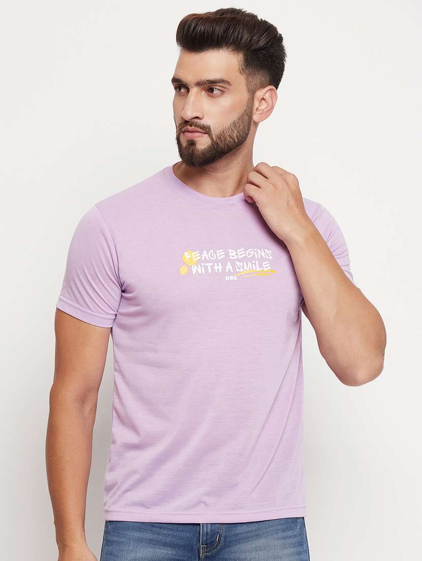 men chest print cotton t-shirt