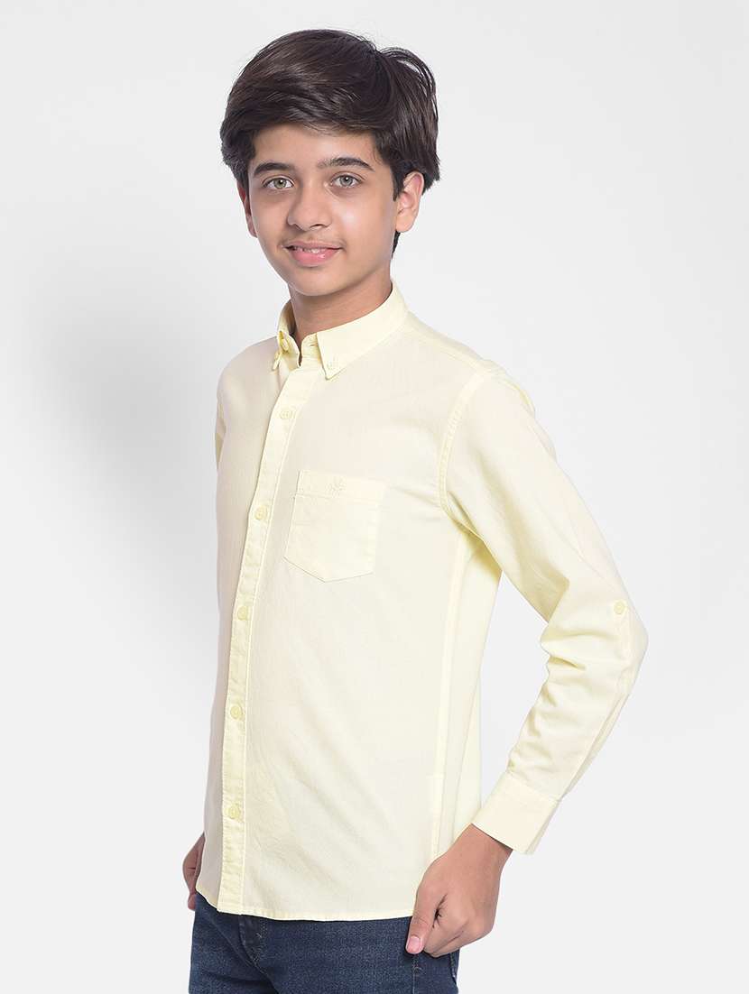 boys lemon sherbet colored solid cotton shirt