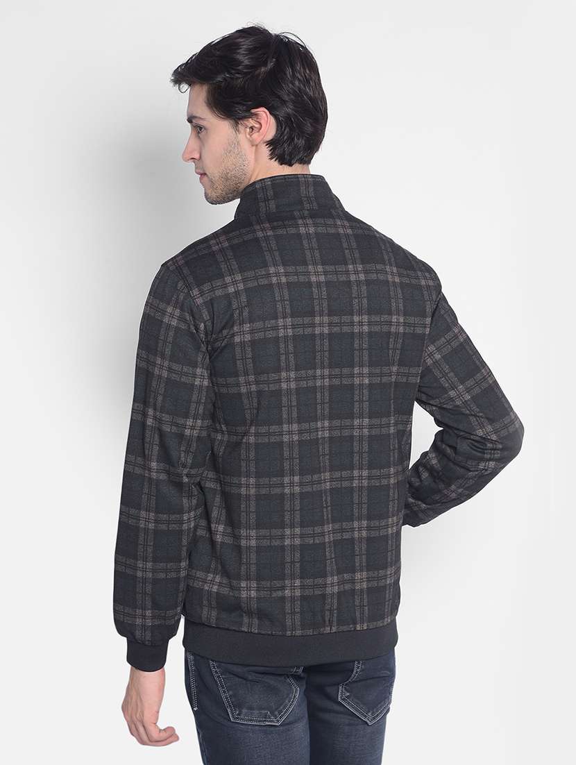 Men Checkered Grey Polyester Casual Jacket - 20416947 -  Standard Image - 2