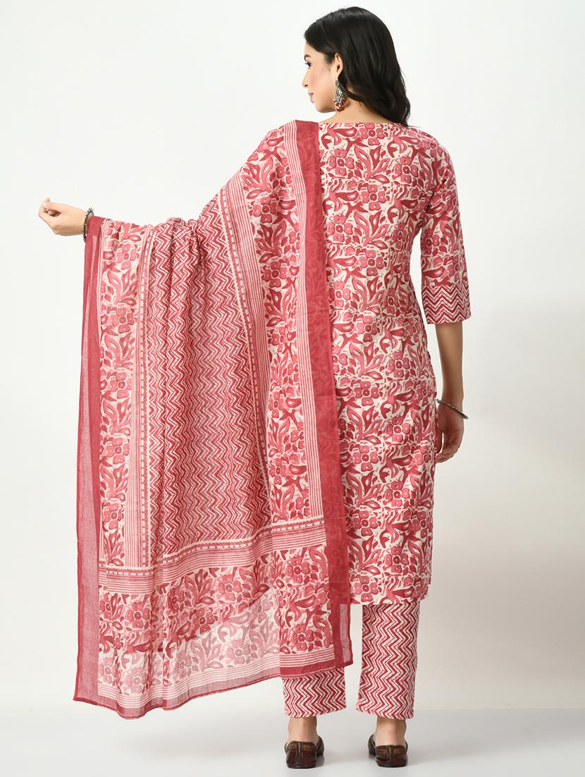 pink three quarter sleeve kurta pant set - 20416954 - Standard Image - 2