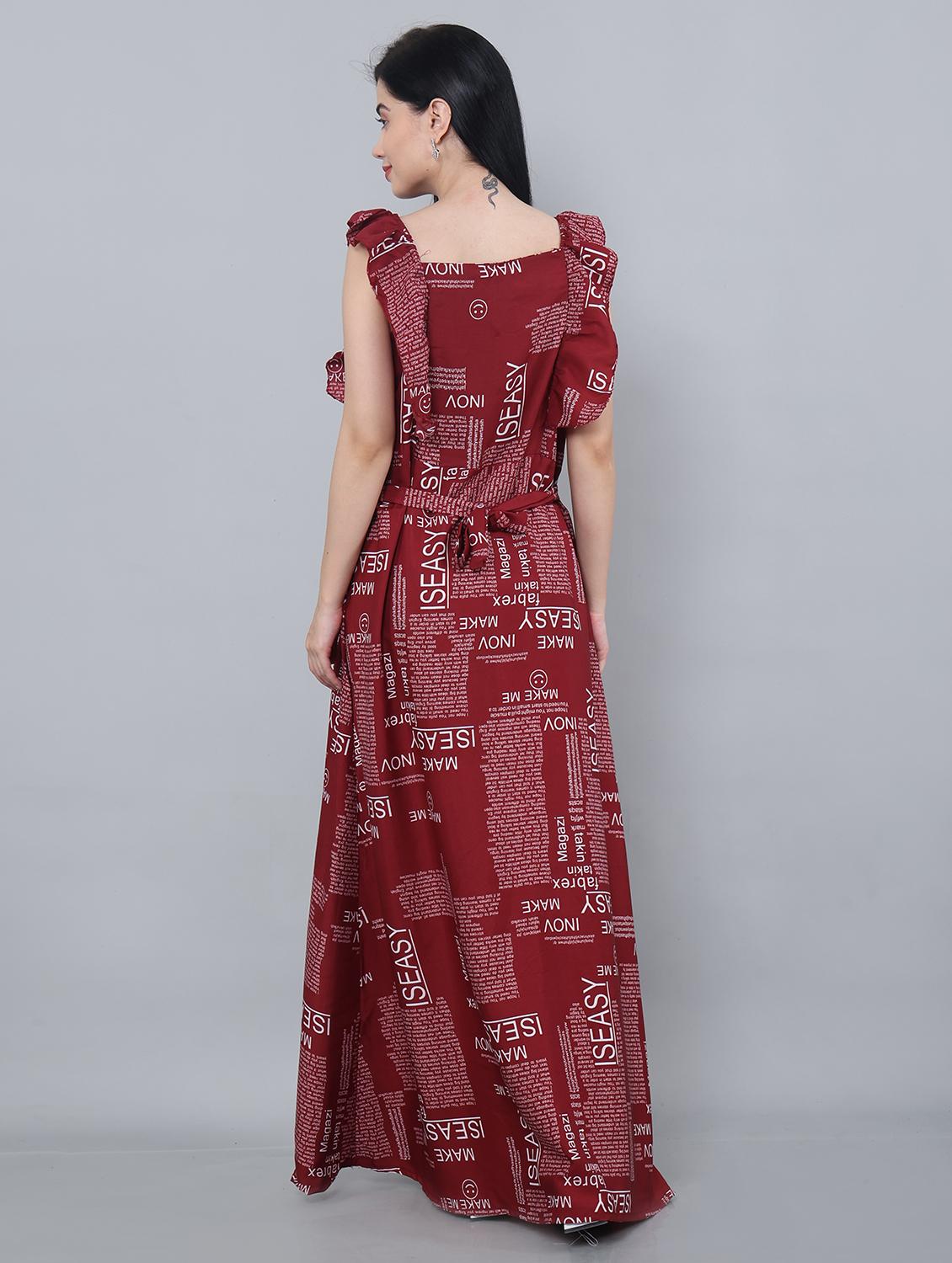 maroon typographic maxi dress - 20417064 - Standard Image - 2