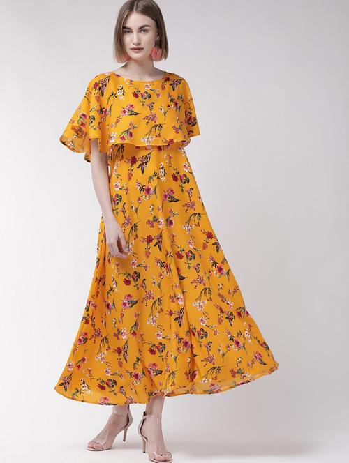 mustard floral maxi dress - 20417084 -  Standard Image - 0