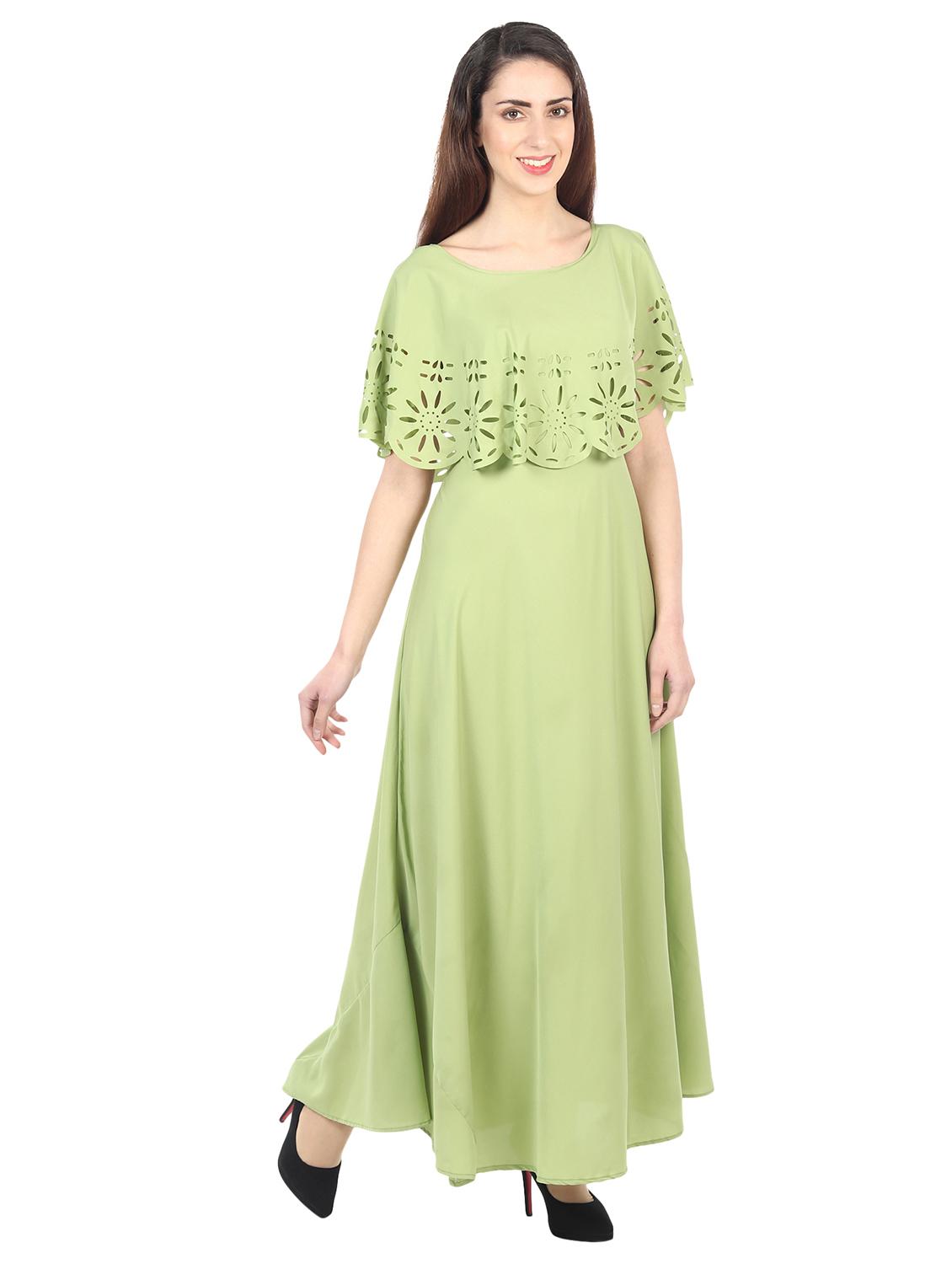 pastel green self design maxi dress - 20417099 - Standard Image - 2