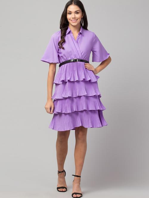 purple solid layered dress - 20417146 - Standard Image - 0