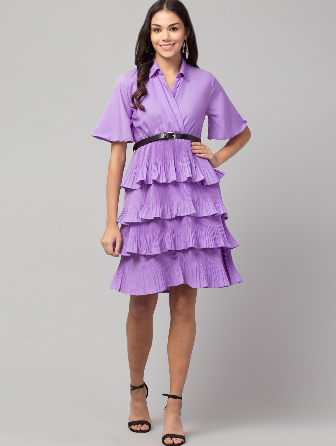 purple solid layered dress - 20417146 - Zoom Image - 0