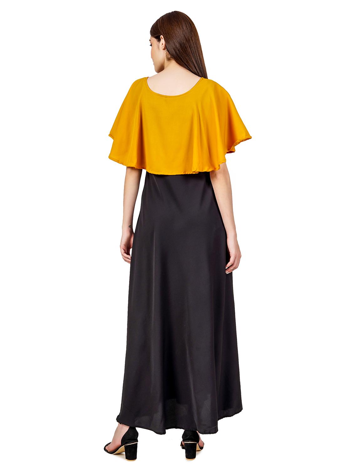 yellow and black solid maxi dress - 20417156 - Standard Image - 2