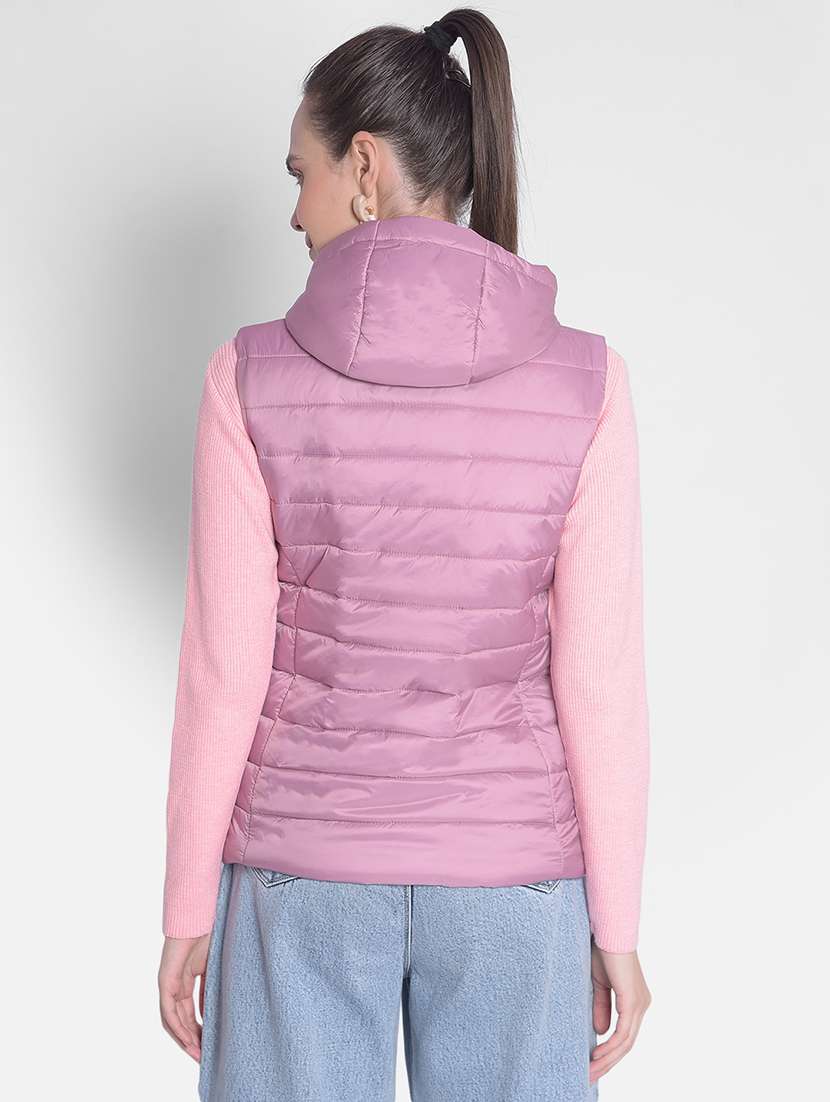 purple solid bomber sleeveless jacket - 20417168 -  Standard Image - 2