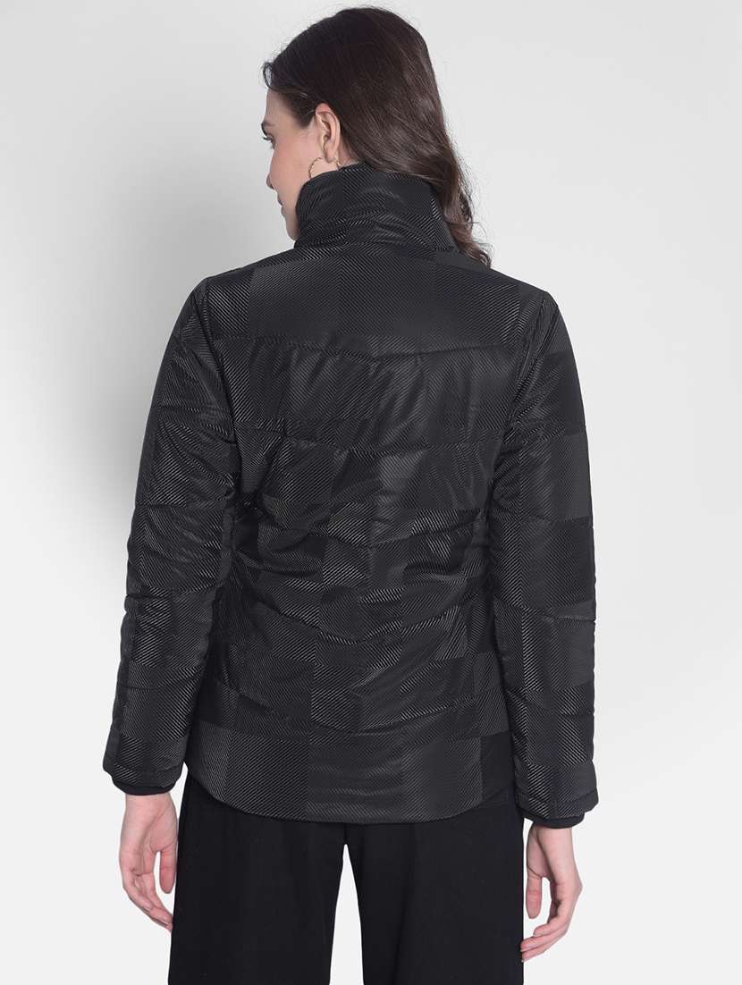 women solid long sleeve quilted jacket - 20417171 - Standard Image - 2