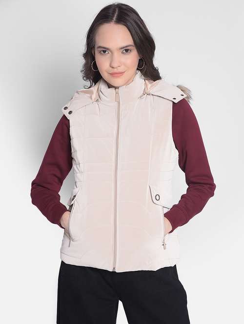 men beige polyester quilted & padded jacket - 20417175 -  Standard Image - 0