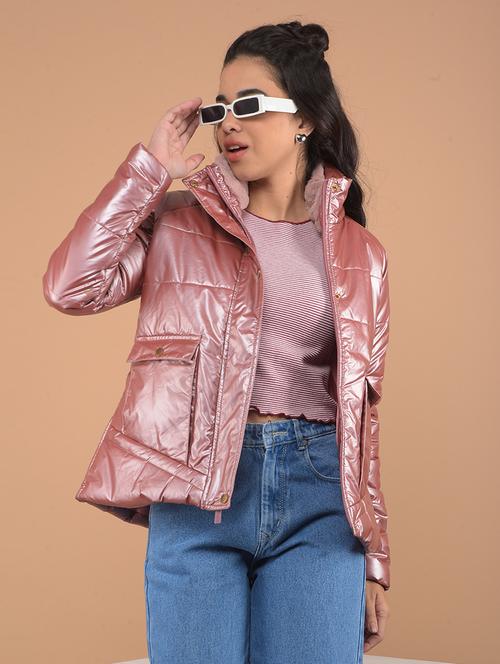 pink solid bomber jacket - 20417178 - Standard Image - 0