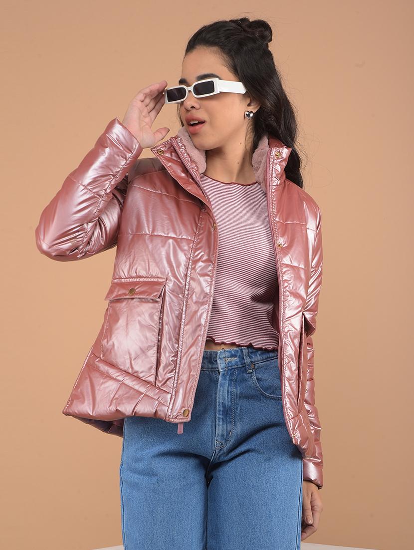 pink solid bomber jacket - 20417178 - Zoom Image - 0