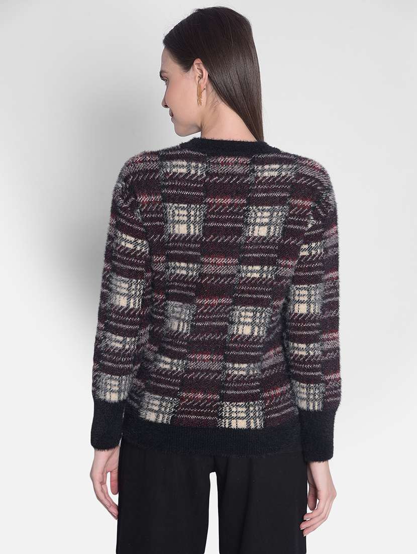 purple self designed long sleeves pullover - 20417248 -  Standard Image - 2