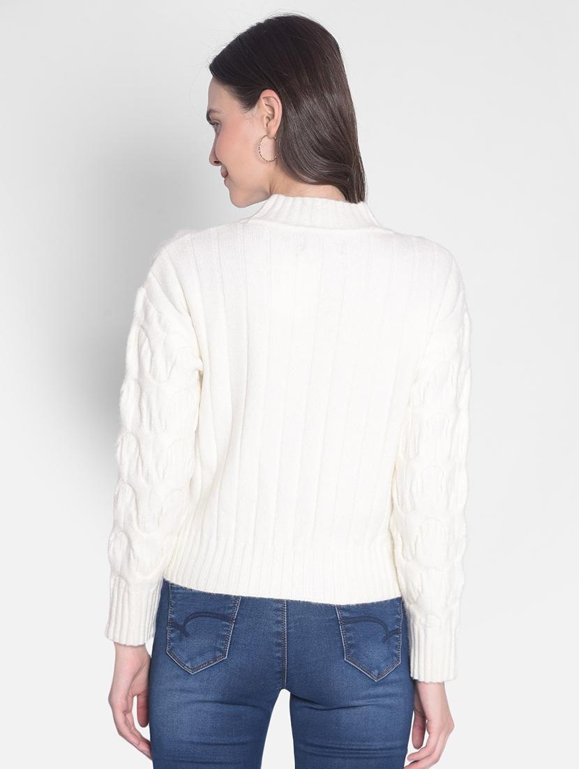 white self designed high neck pullover - 20417249 - Standard Image - 2
