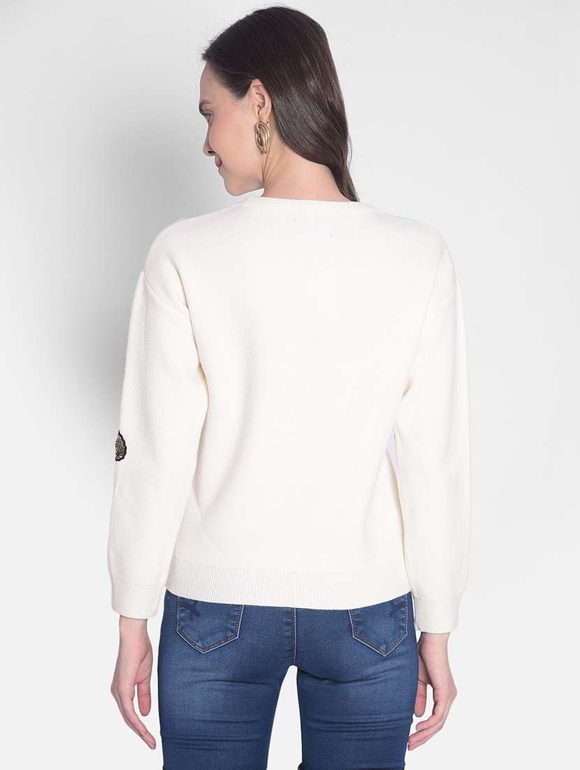 white sequin long sleeves pullover - 20417255 -  Standard Image - 2