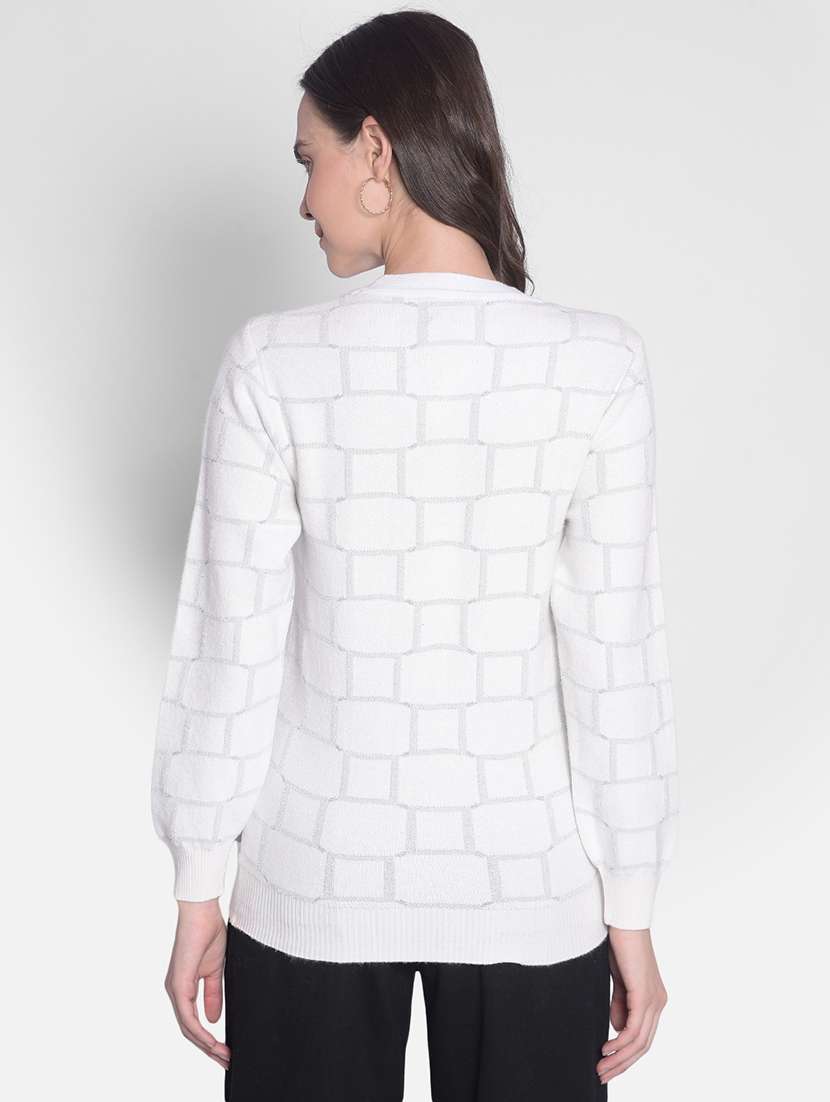 women's white poly viscose regular pullover - 20417257 -  Standard Image - 2