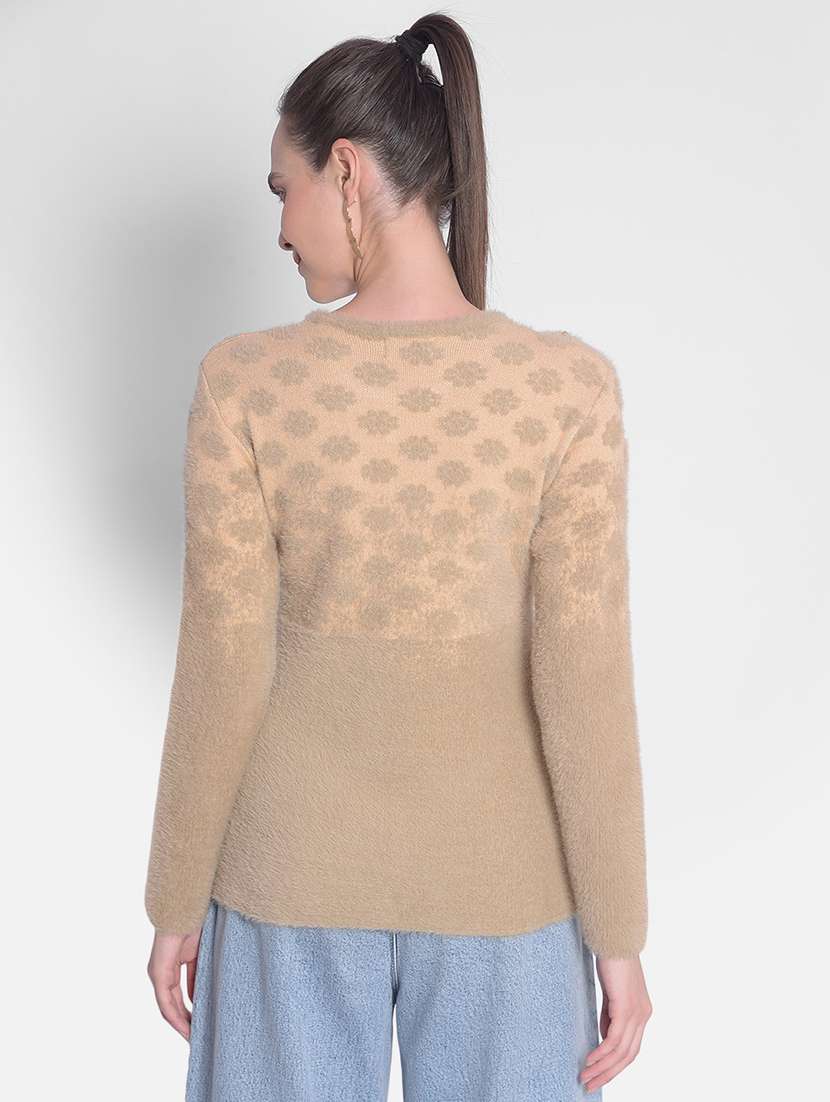 women's beige pearl embellished pullover - 20417259 -  Standard Image - 2