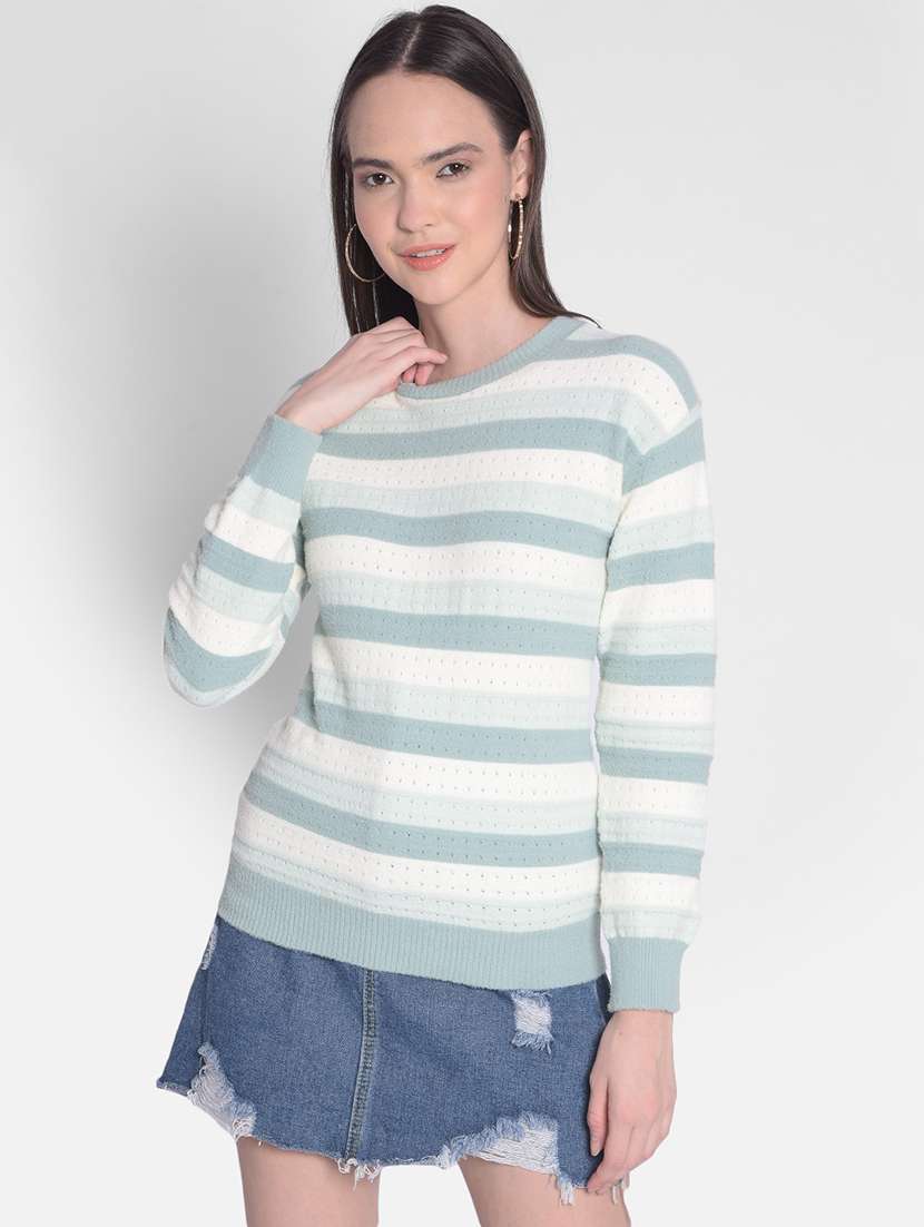 light blue self designed long sleeves pullover