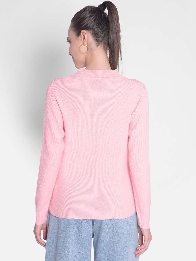 pink self designed long sleeves pullover - 20417265 -  Standard Image - 2