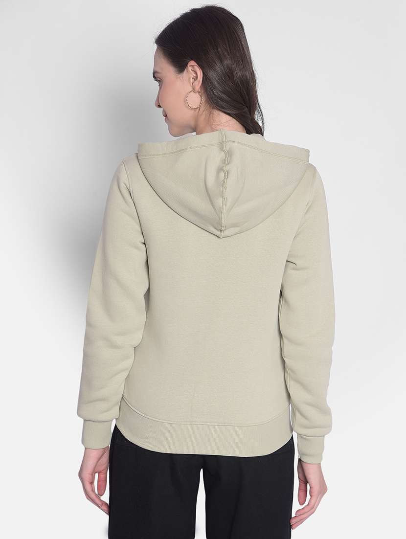 women neo mint solid long sleeve hooded sweatshirt - 20417276 -  Standard Image - 2