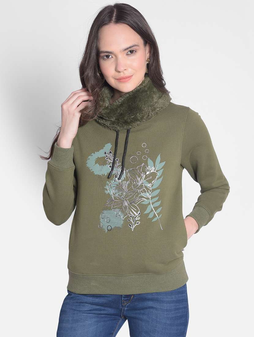 women's front print long sleeve sweatshirt